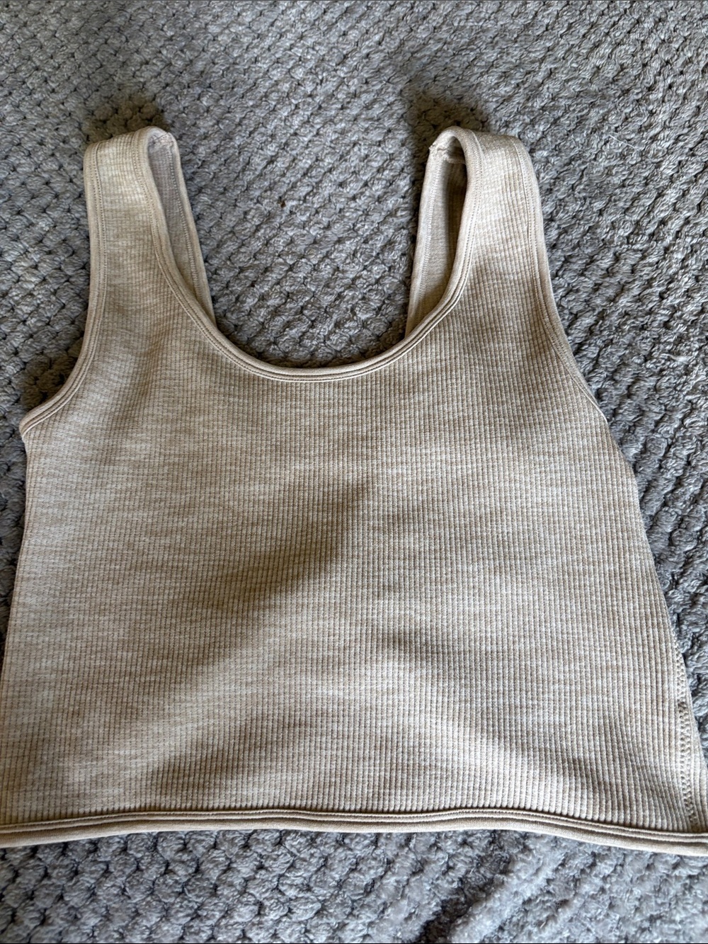 Buckle Neutral Beige Ribbed Crop Tank